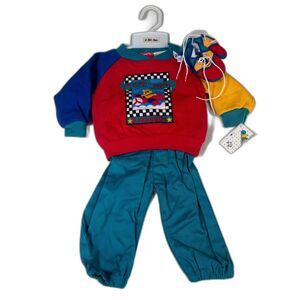 Vintage 90s Childwise ATB Flight School colorblock Airplane Size 6-9 Months New